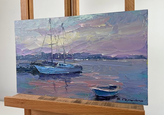 Yacht in the Colors of the Evening Sky