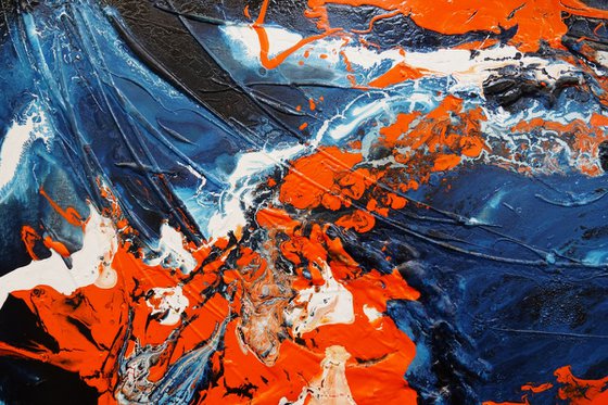 Naked Oranges 140cm x 100cm Blue Orange Textured Abstract Art