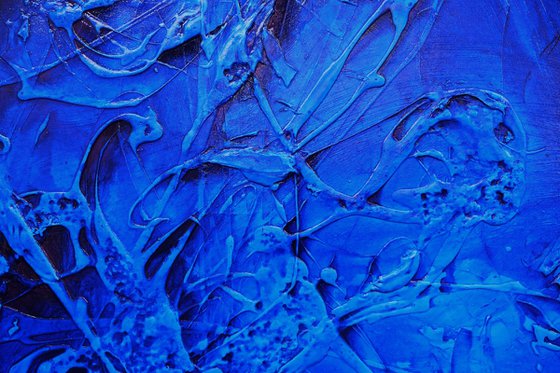 Inked Euphoria 270cm x 120cm Blue Textured Abstract Art