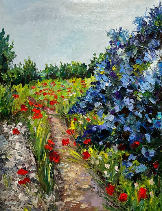 Lilac valley with popies 1