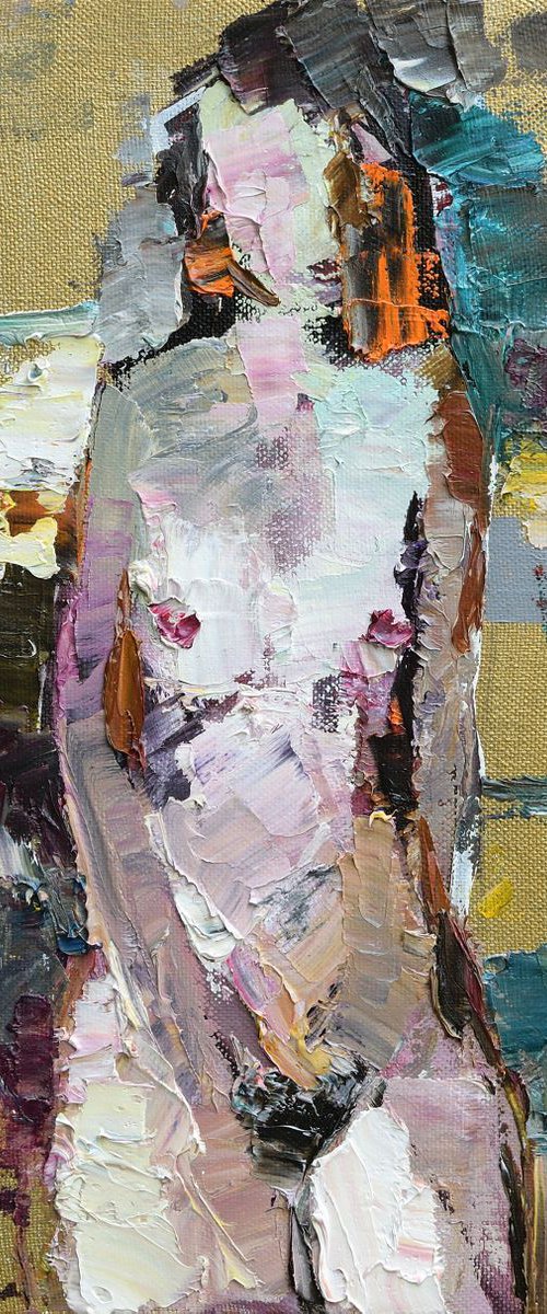 Abstract Nude Girl on Gold Background by Anastasiia Valiulina