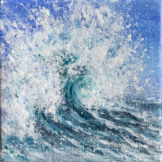 Miniature blue ocean waves