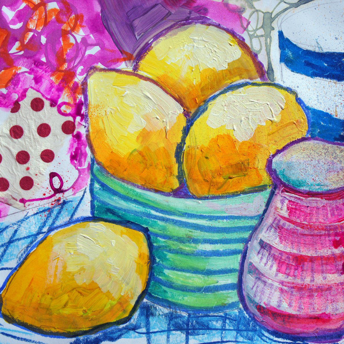 Lemons in a green bowl by Julia Rigby