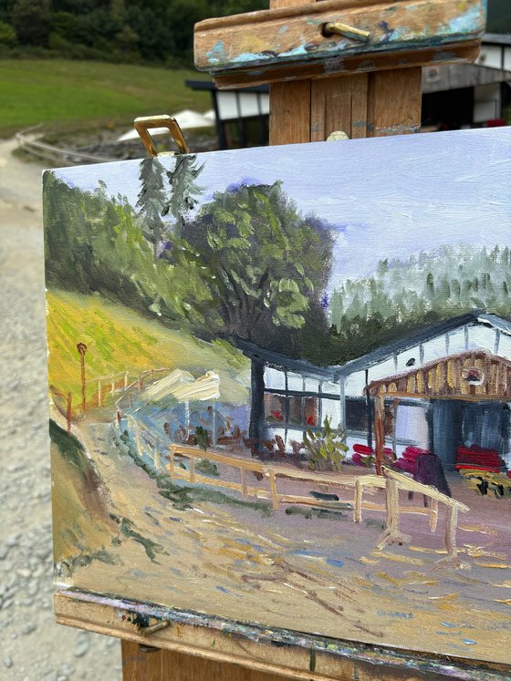 Cafe by the hill. PleinAir