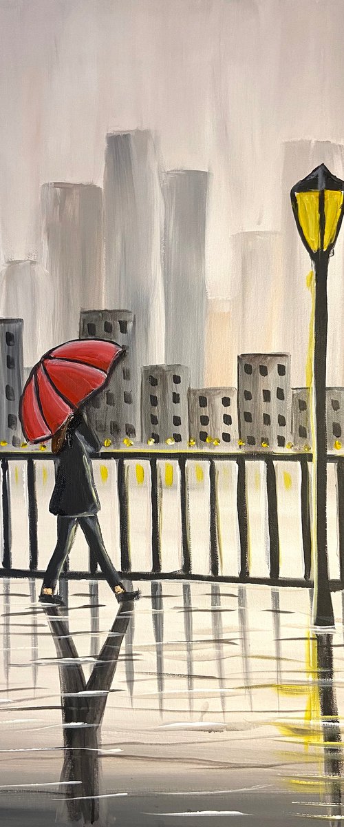 Red City Umbrella 2 by Aisha Haider