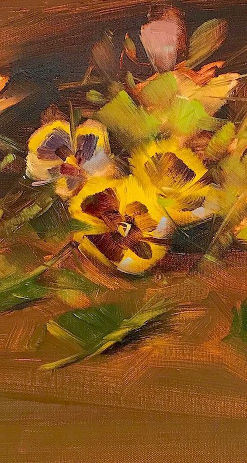 Pansies, Oil painting, One of a kind, Handmade artwork by Vahe Yeremyan