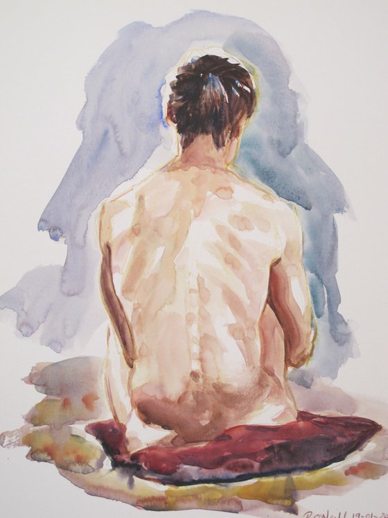 Seated male nude