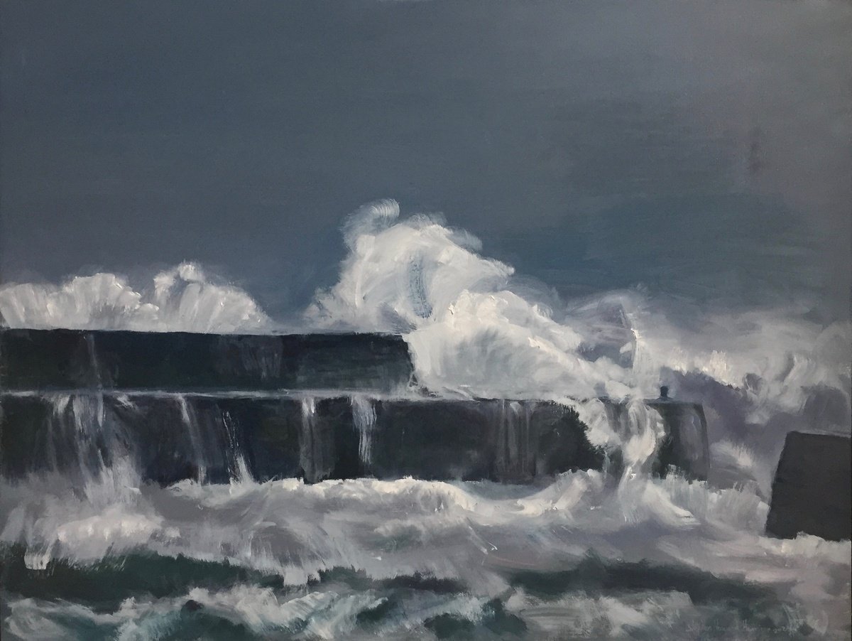 Expressive Landscape Oil Painting By Stephen Howard Harrison, 33 X 25", Tempest, Cellardyke, Fife, Original Artwork