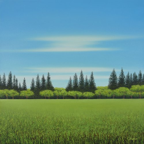 Tree Line - Blue Sky Landscape by Suzanne Vaughan