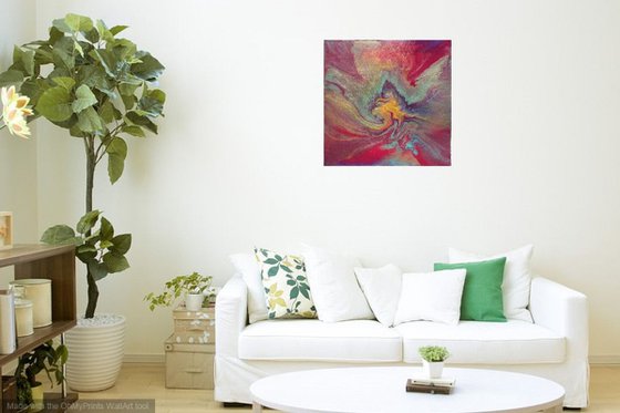 Eruption- original abstract two layer painting- free worldwide shipping