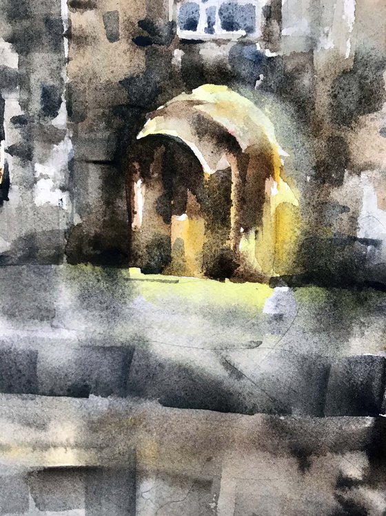 Night scene. one of the kind, original painting, watercolour.