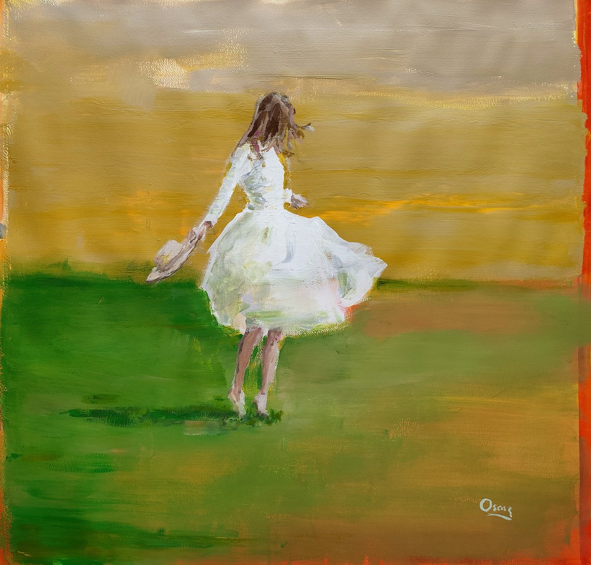 Impressionistic Portrait Acrylic Painting By Oscar Alvarez Pardo, 29 X 28", W-N23, Original Artwork