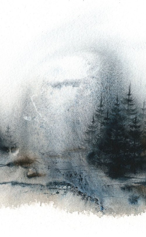 Places XXIV - Watercolor Pine Forest by ieva Janu