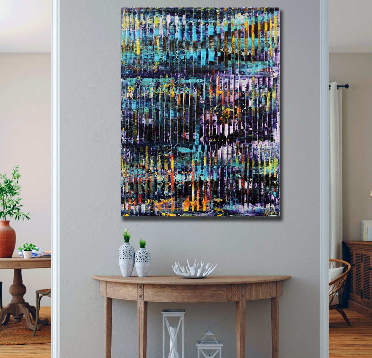 Abstract Acrylic Painting By Nestor Toro, 18 X 24", A Color Equation 6, Original Artwork