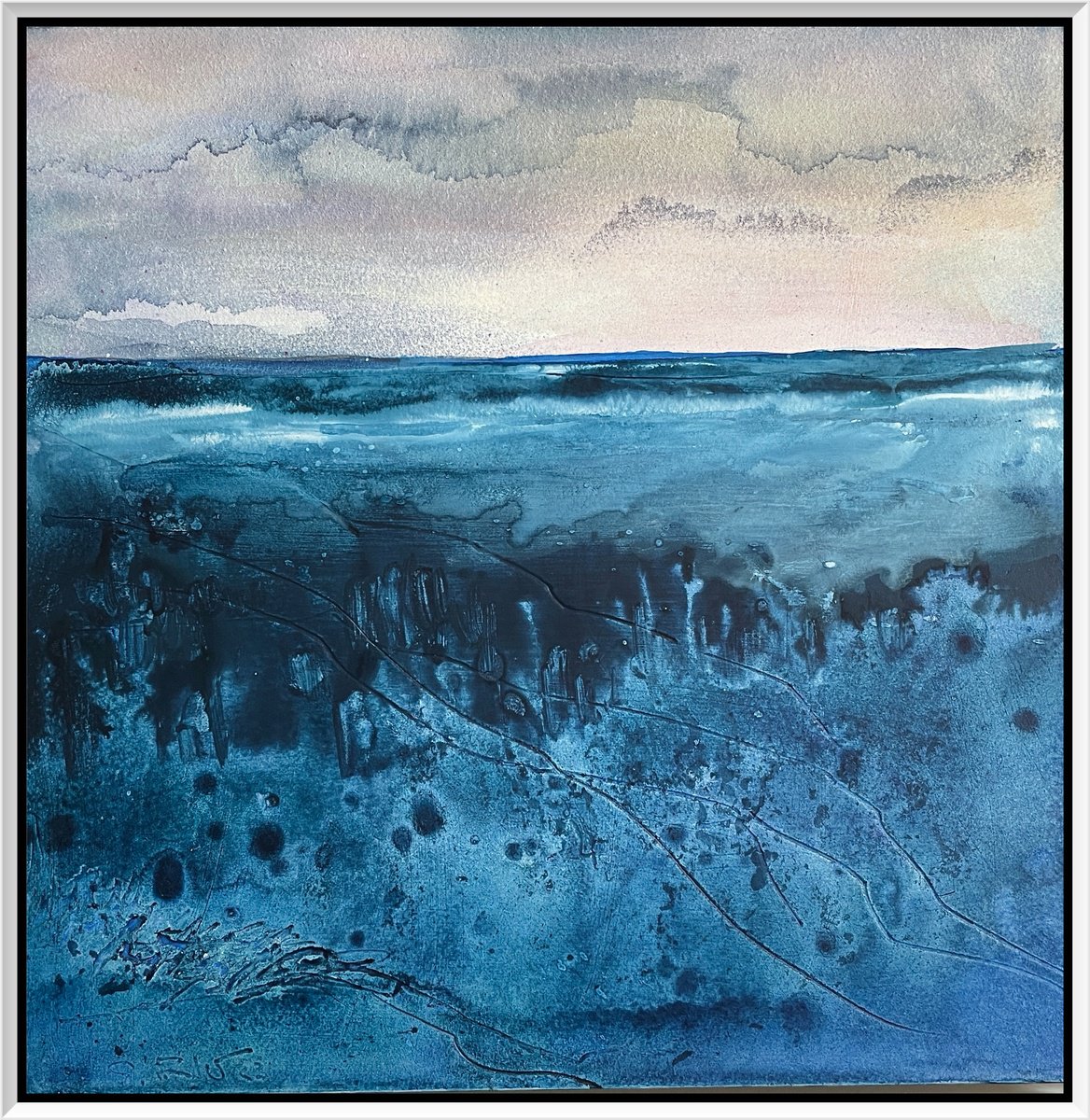 Lost In The Blues - Landscape Seascape Watercolor by Gesa Reuter