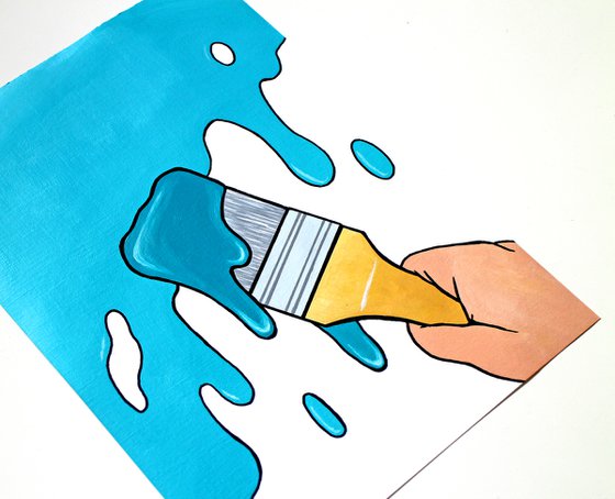Paint It Turquoise Pop Art Painting on Paper
