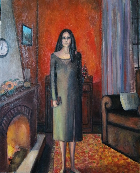 In the fireplace room