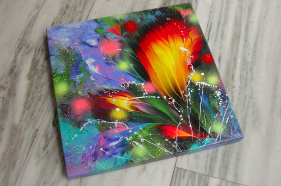 ”Evening Glow” 50 x 50 cm Abstract Floral Painting on canvas