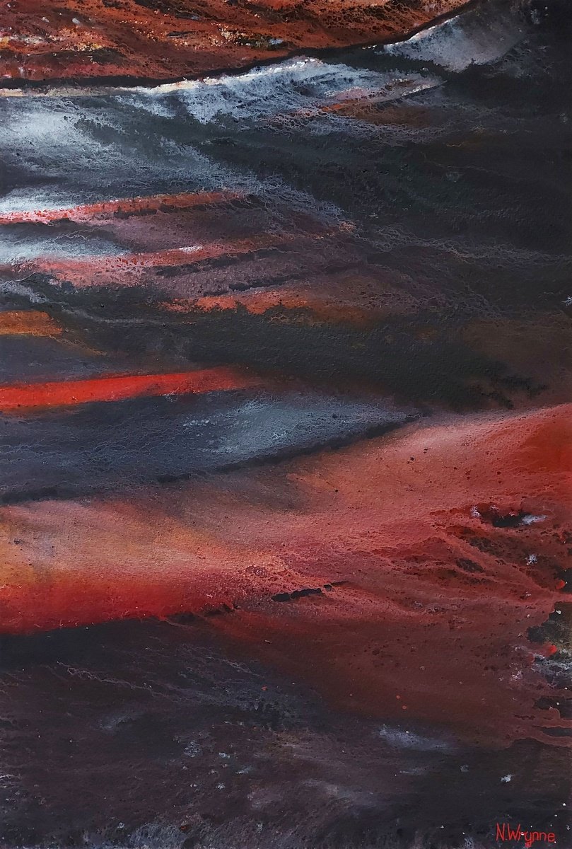 Abstract Landscape Painting By Neil Wrynne, 15 X 22", All The Rest Grow Dark, Original Artwork