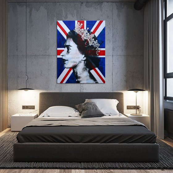 Queen Elizabeth II - Union Jack Extra Large pop art portrait