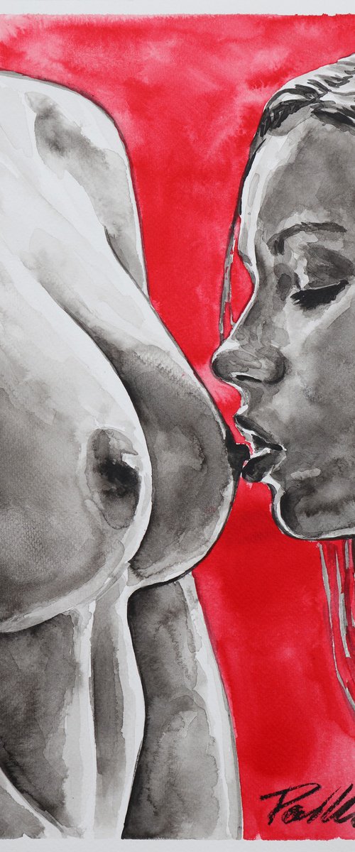 Sensual kiss/30x45cm by Tashe