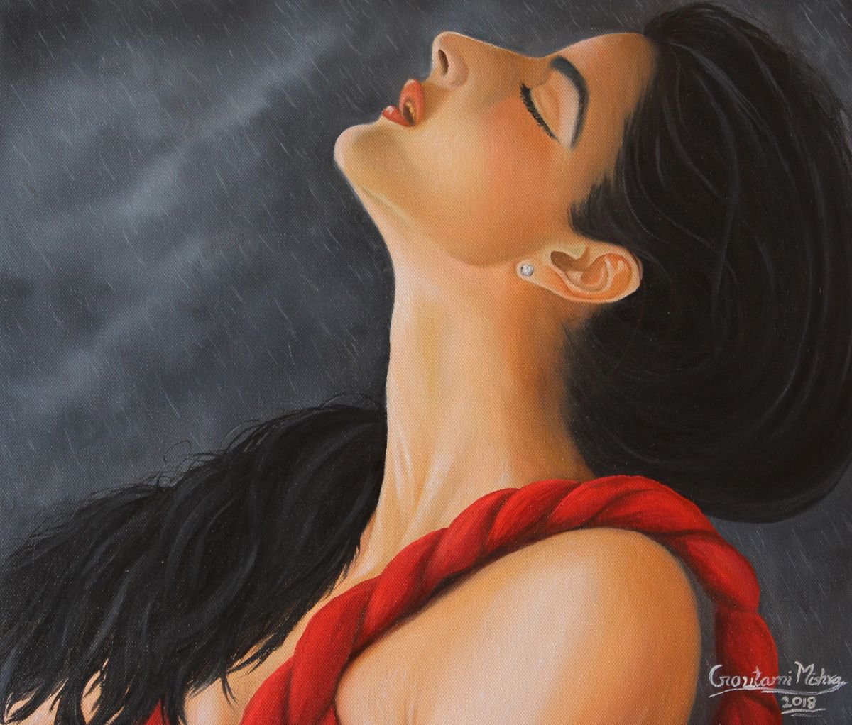 Passion - Woman in red by Goutami Mishra