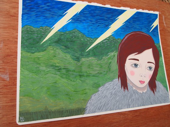 Lightning - Oil painting on paper