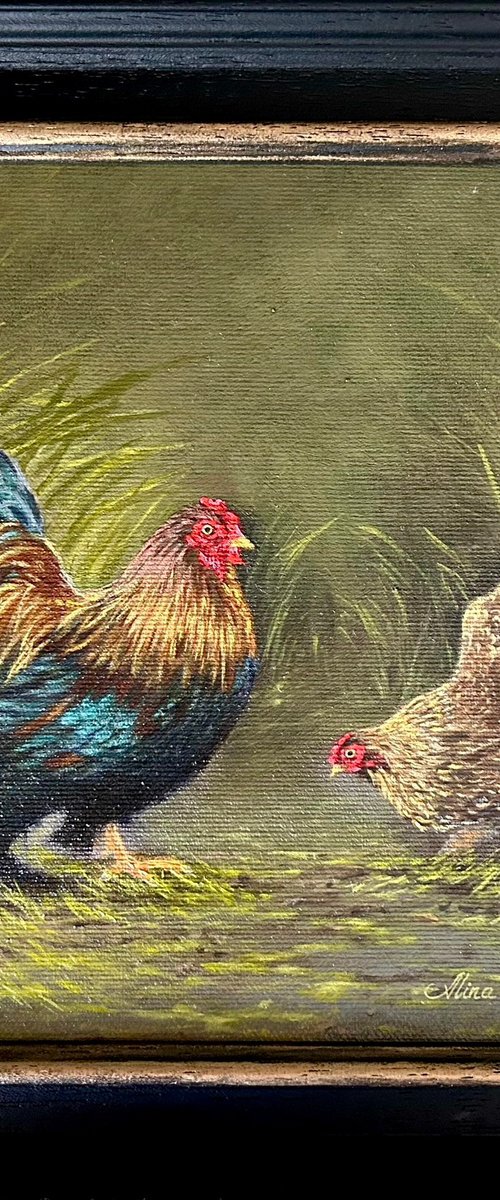 Rooster and hen by Alina Karpova