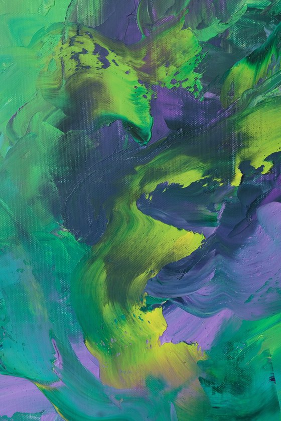 Light Green Dark Purple / Oil Painting 17