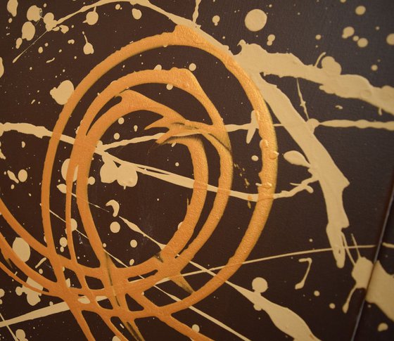 Gold Swirls metallic contemporary 3 piece art