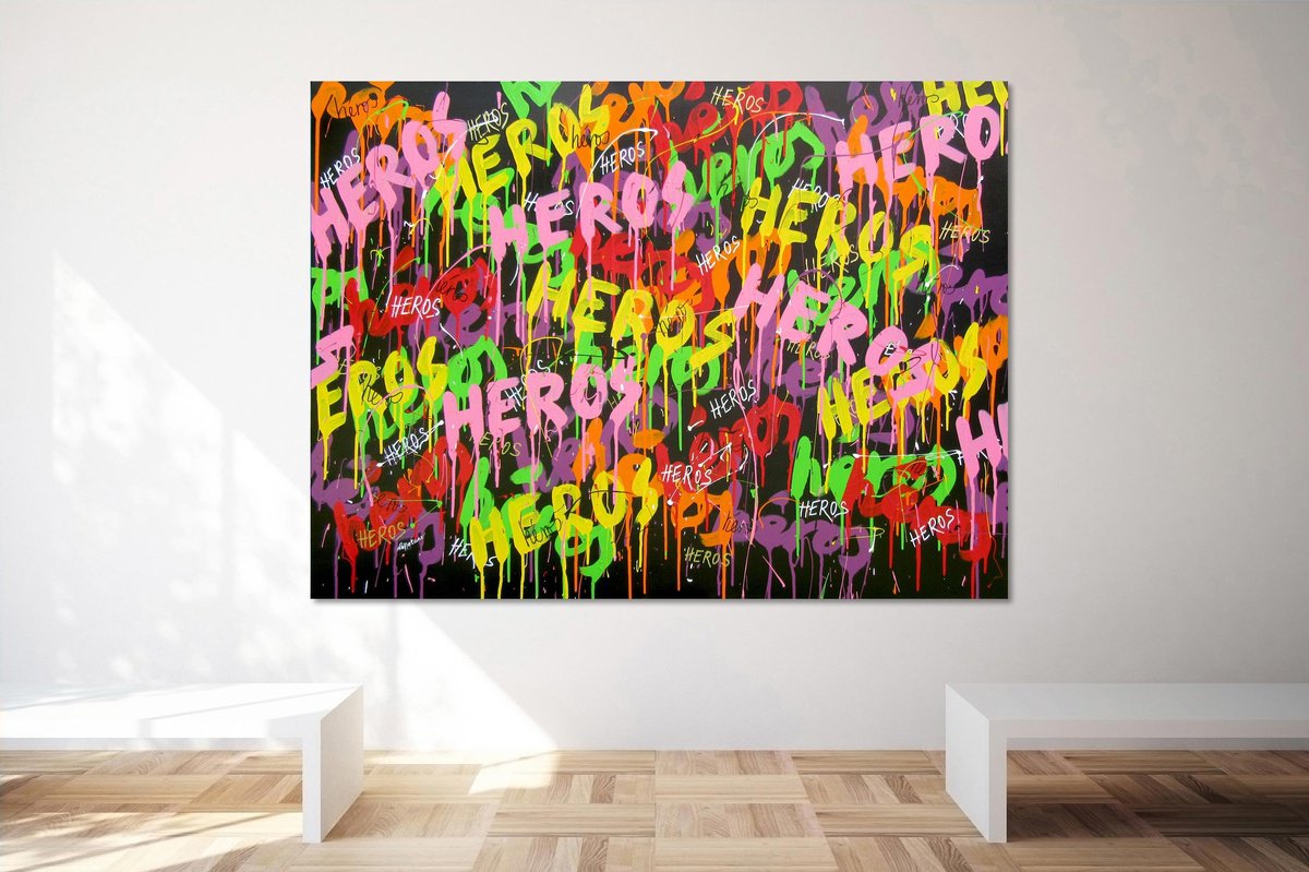 Urban And Pop Acrylic Painting , Heros By Isabelle Pelletane, 51 X 38, Artwork For Sale On Artfinder