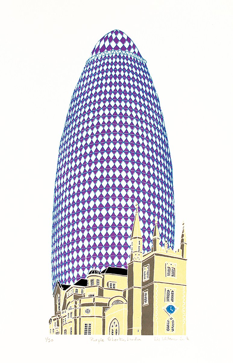 Purple Gherkin, London by Liz Whiteman Smith