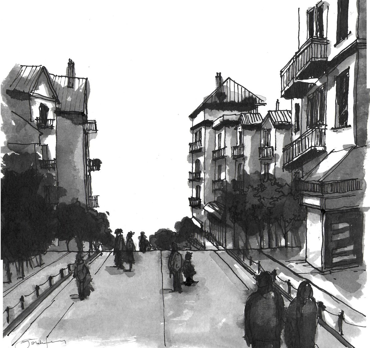 Expressive Watercolour , Istanbul / Familiar Passage By Gozde Temiz Istanbul, 12 X 12, Artwork For Sale On Artfinder