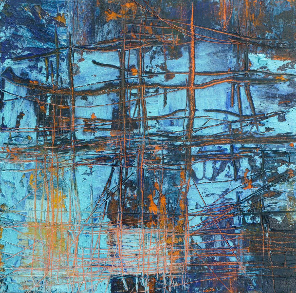 Abstract Oil Painting By Martin Sieverding, 16 X 16", Untitled, Original Artwork