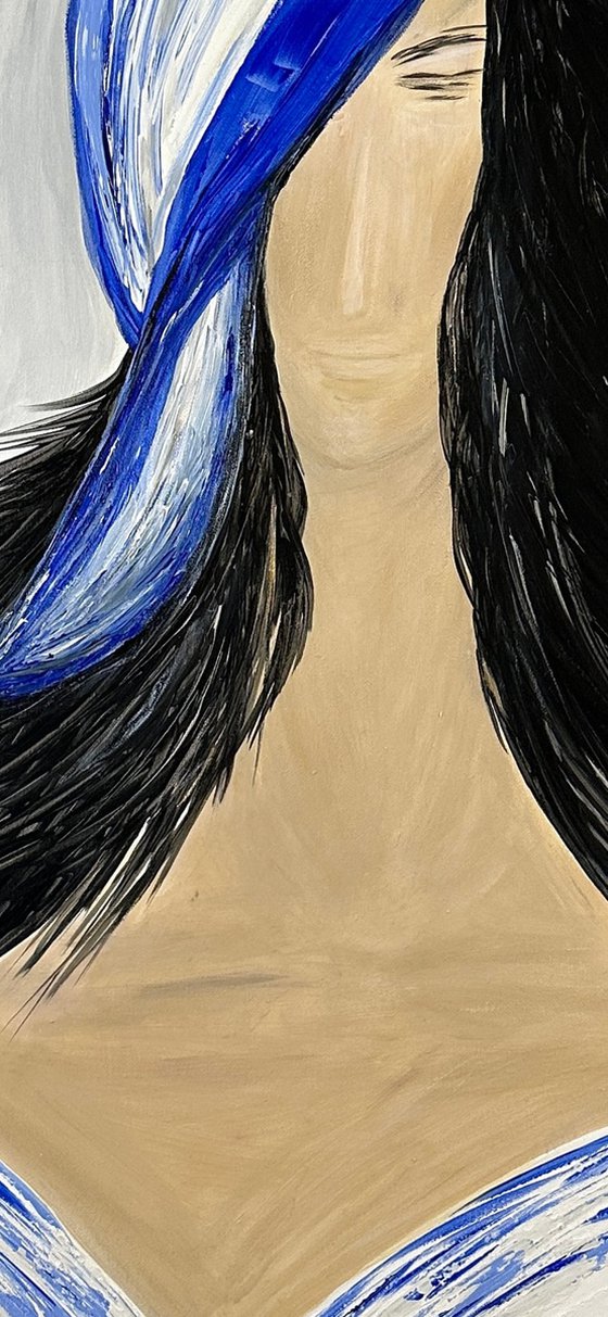 Une Présence — Blue Hat Woman Portrait
