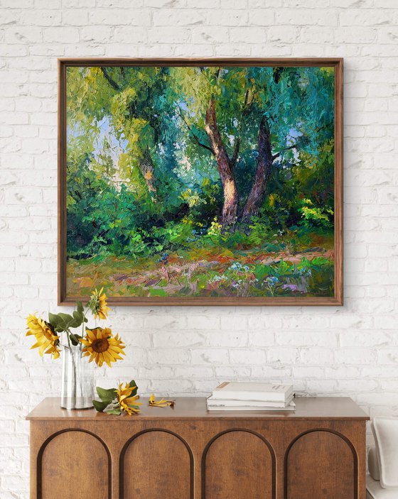 Willows in the summer forest