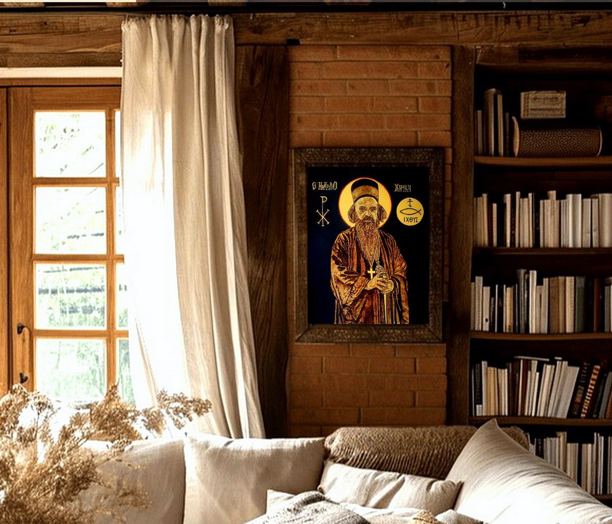 Expressive Painting , Vladika Nikolaj (Saint Nicholas Of Serbia) By Milis Pyrography, 14 X 18, Artwork For Sale On Artfinder