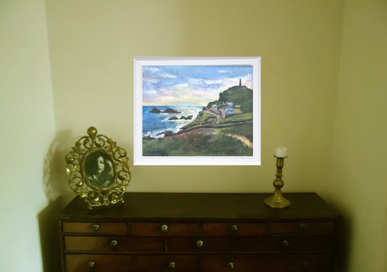 Original Oil Painting of a Windy Day at the Coast, Framed!
