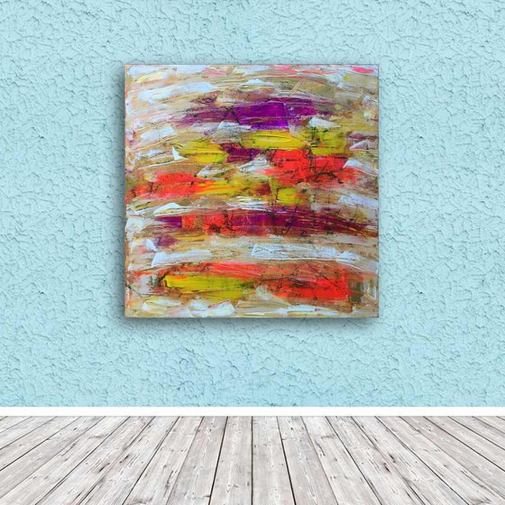 "Hot For Teacher" - FREE USA SHIPPING - Original PMS Abstract Acrylic Painting On Canvas - 30" x 30"