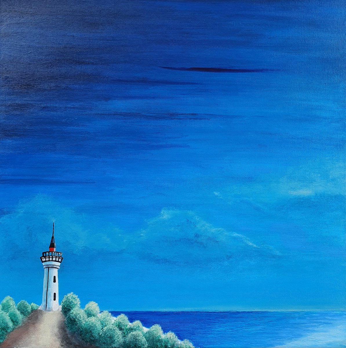 Lighthouse #2, 50x50cm, ready to hang by Silvija Horvat - Natadamano