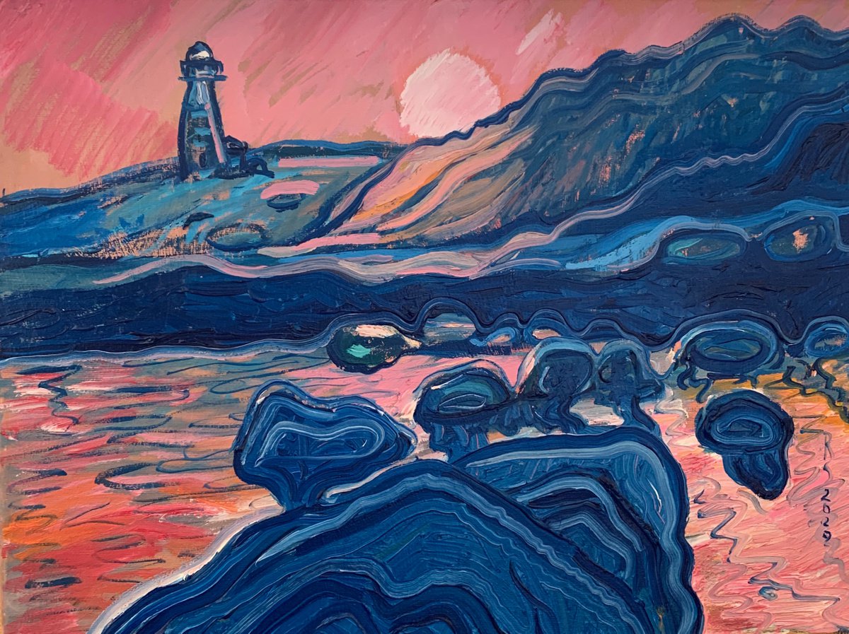 An Evening At The Seaside By Roman Sleptsuk, 16 X 12, Artwork For Sale On Artfinder