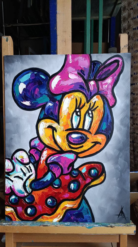 Girl Mickey - oil painting, Mickey Mouse, for children, gift for child, cartoon, cartoon character, for children's rooms, for girls