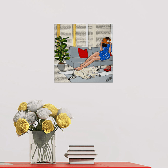 Cat Capers Light Reading 30cm x 30cm