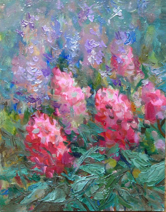 Red Lilacs painting