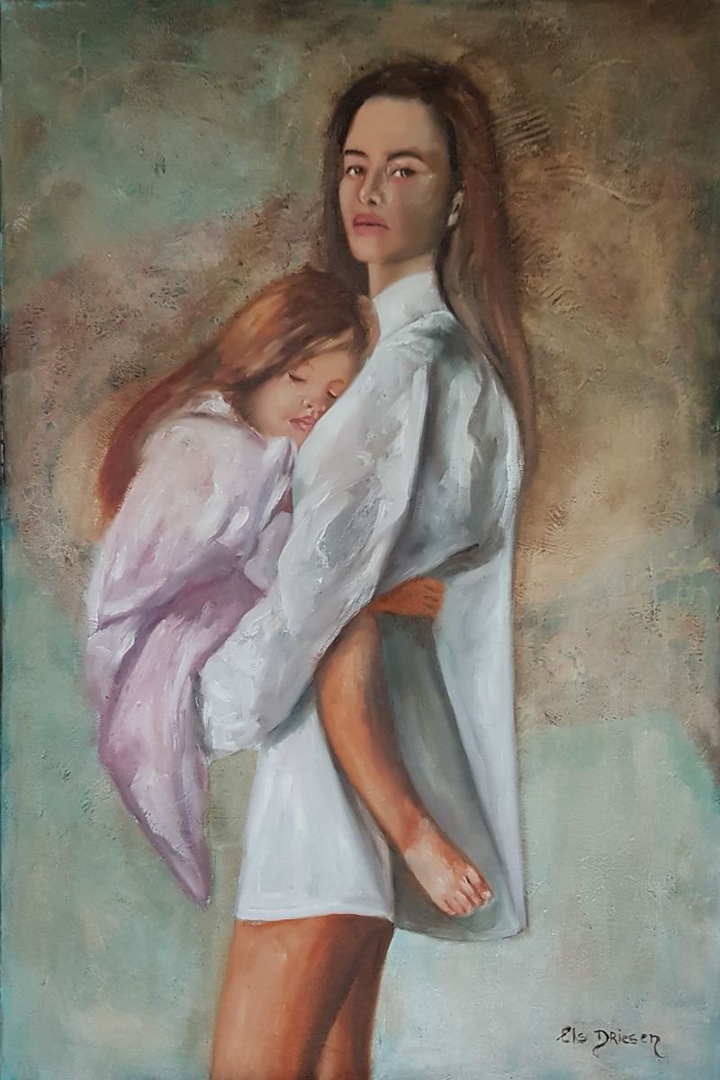 Mother Holding Her Child By Els Driesen, 31 X 47, Artwork For Sale On Artfinder