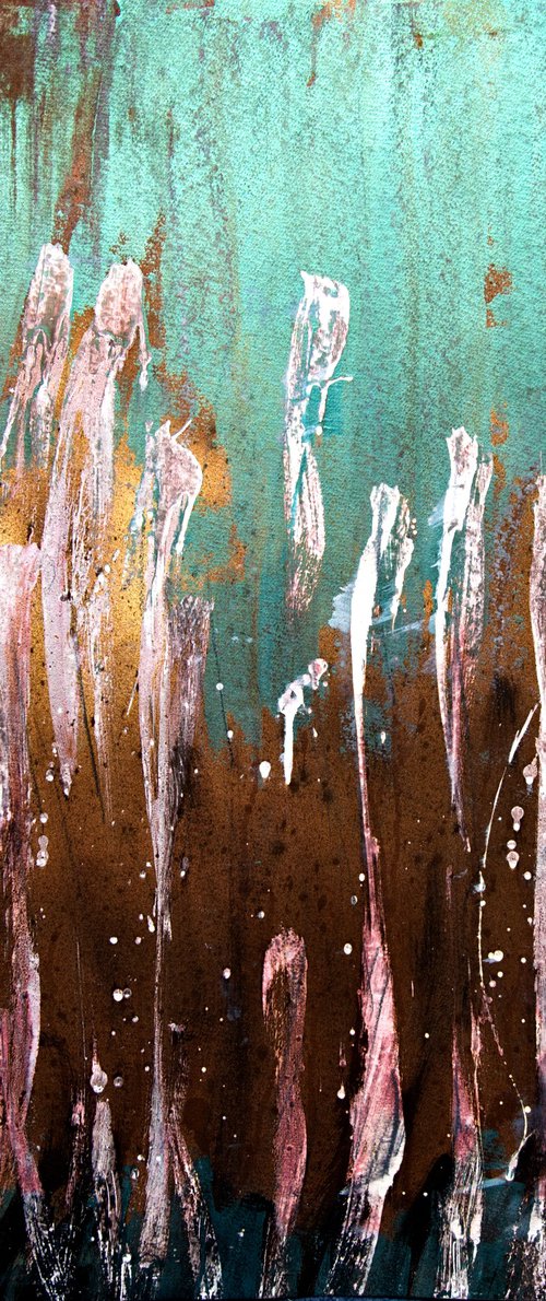 Moorland Pond with Flowers by Elizabeth Anne Fox