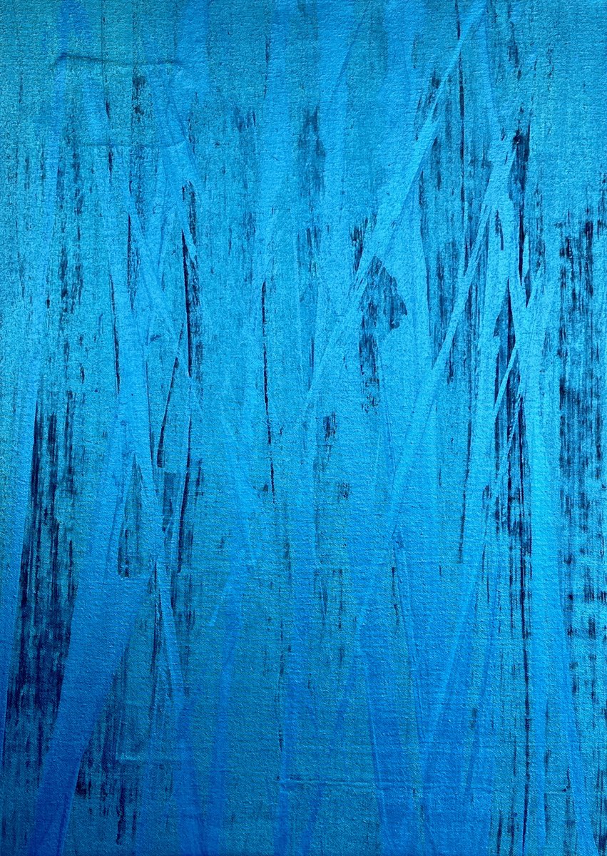 Abstract Acrylic Painting By Exclusive Arts, 20 X 28, Hand-Painted Blue Flow, Original Artwork