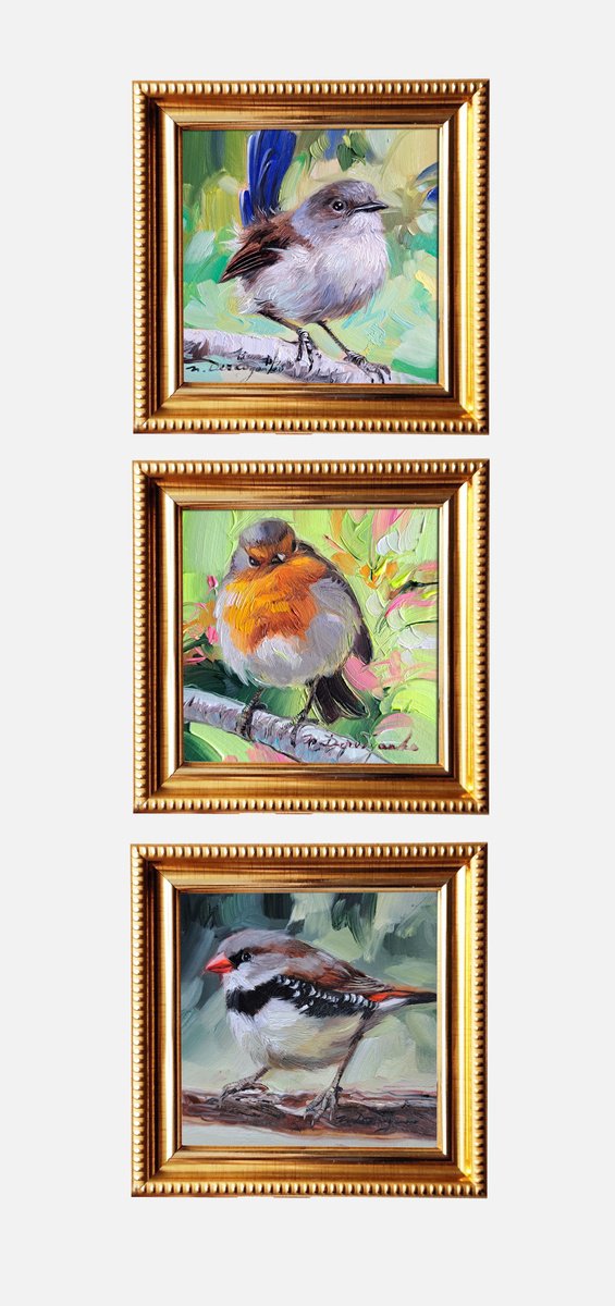 Impressionistic Animal Oil Painting By Nataly Derevyanko, 5 X 5", Birding, Original Artwork