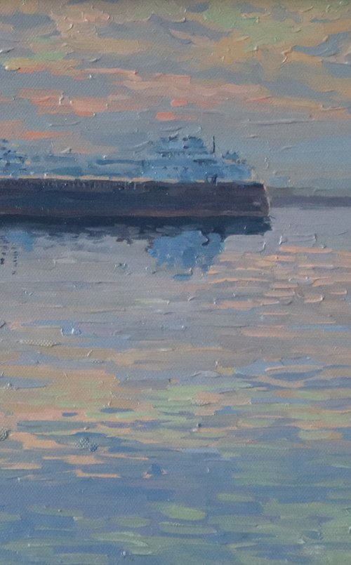 Barge on the Volga by Simon Kozhin