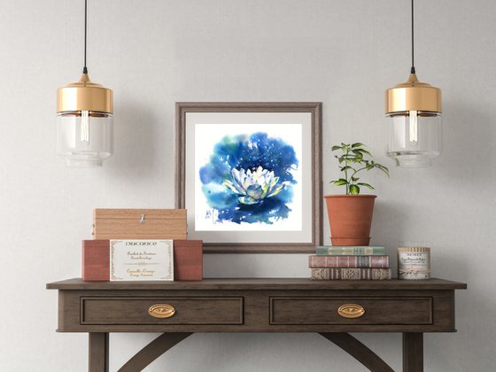 Original watercolor painting "Lotus - the flower of life"